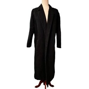 Forte Forte Coat Wool Linen Black Long Inside Tie Size 1 US Size 4 UK Size 8